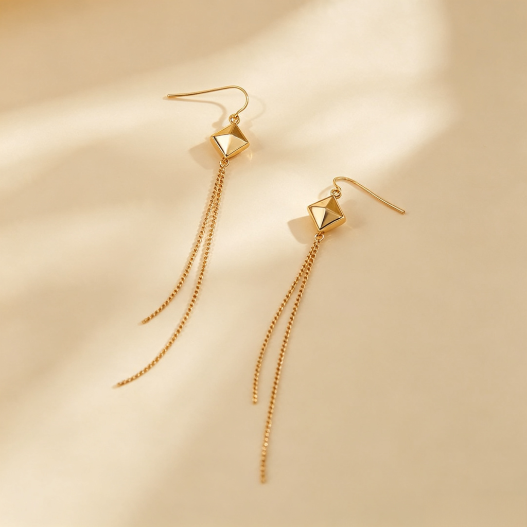 Gold Long Tassel Threader Earrings