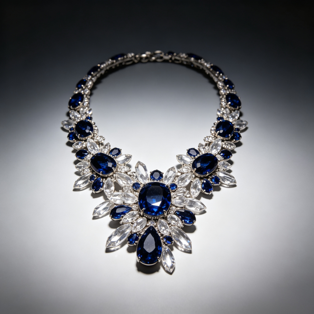 Sapphire-Blue Crystal Statement Necklace