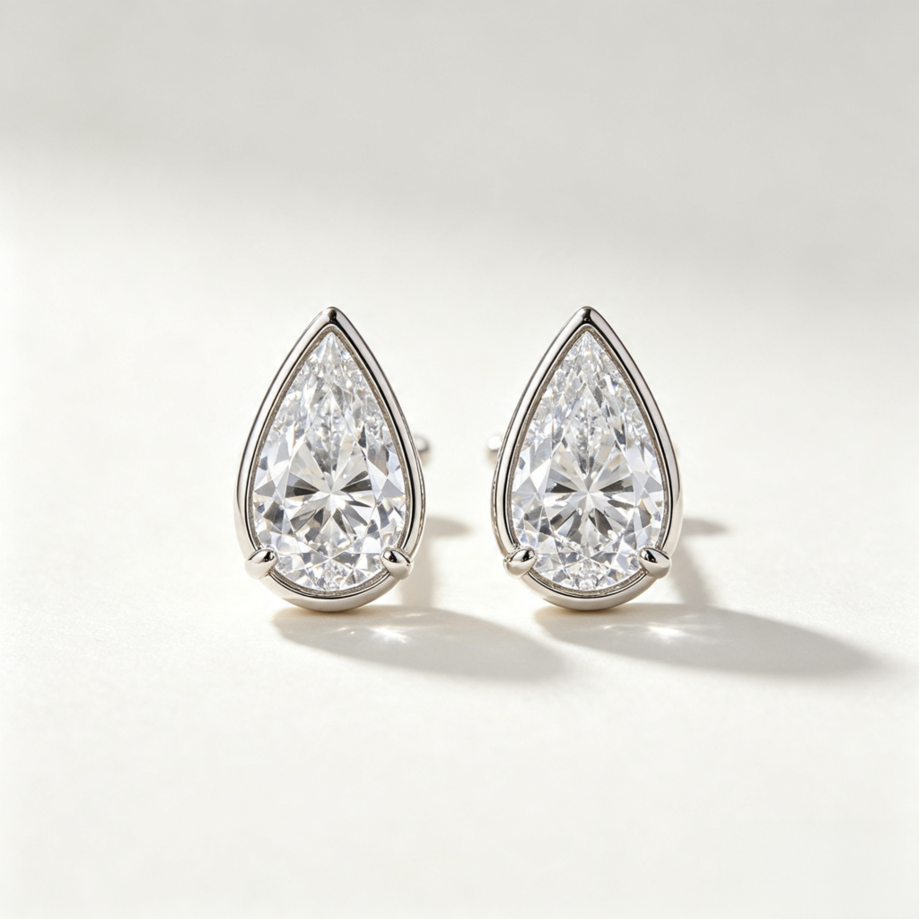 Pear-Cut Cubic Zirconia Stud Earrings