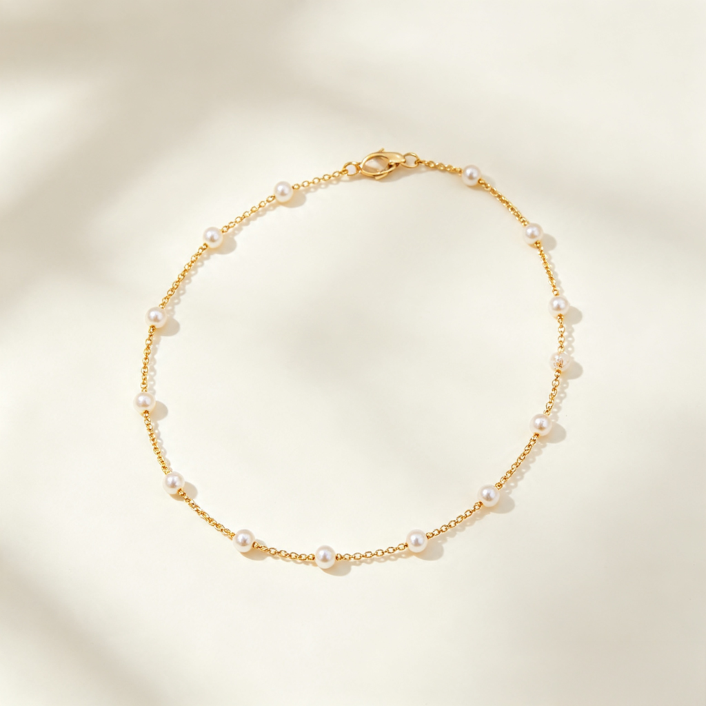 Delicate Gold Chain Bracelet with Freshwater-Style Pearls
